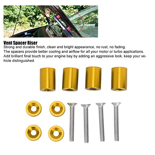 Suuonee Spacer Riser Kit, Ventilation Spacer Riser Kit For Aluminum Alloy Engine Bonnet Suitable For 6Mm Engine(Gold) #TOP1