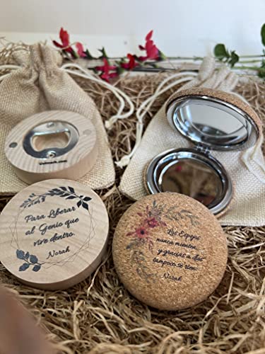 Miniatura 4 de Uvimark - 12 Espejos De Corcho Personalizados - Detalles Boda - Recuerdos Comunión - Bautizo - Regalos Personalizados - Regalos Originales - Regalos De Empresa - Espejos Bolsillo