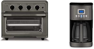 Cuisinart TOA-60BKS Convection Toaster Oven Airfryer, Black SS & DCC-3200BKSP1 Perfectemp Coffee Maker, 14 Cup Progammable with Glass Carafe, Black Stainless Steel