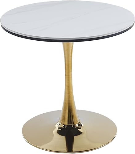 Miniatura 11 de Mesa de comedor redonda de 42 pulgadas, mesa de tulipanes de mediados de siglo con base de pedestal de metal, mesa de ocio moderna para espacios