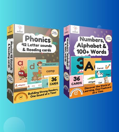 Image of Edsmart Flash Cards - Combo of 2 Sets Phonics and Reading Cards and More (Edsmart Flash Cards - Combo of 2 Sets (Phonics and Reading Cards & Letters, Numbers and 100+ Words))