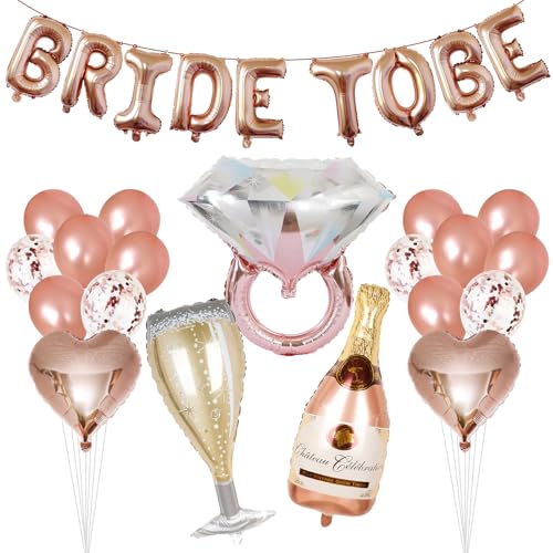28pcs Junggesellinnenabschied Dekoration Luftballons Set, BRIDE TO BE Buchstaben Luftballons, Folienballon, Bride to Be Banner Ballon Set für Brautdusche Hochzeit Junggesellinnenabschied Party