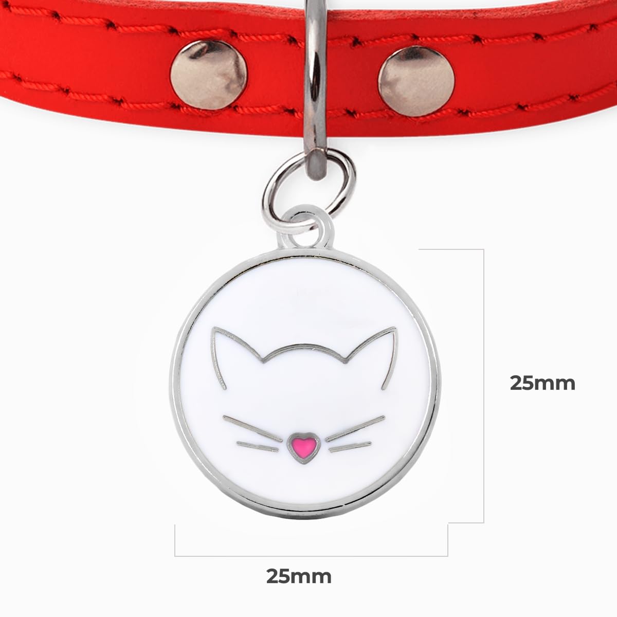 Médaille Chat Personnalisée Avec Gravure Pour Tous Les Âges - En Forme de Tête de Chat (Blanc)