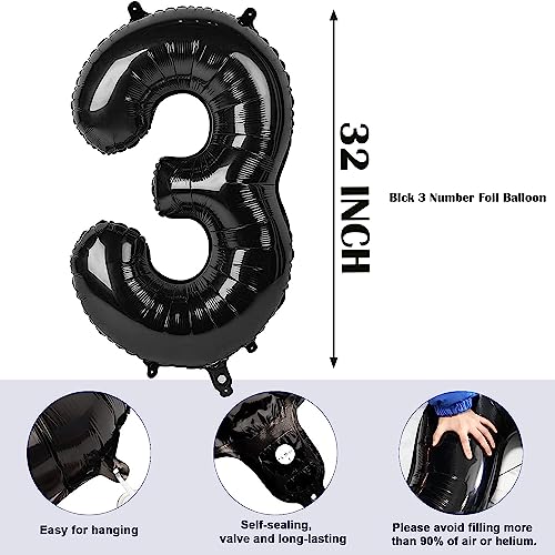 Image of Rozi Decoration 30 Number Black 32 Inch Foil Balloons for Birthday Decorations, Happy Anniversary Decorations, Graduation Party Decor, Achievement Celebration Pack of 2 Pcs