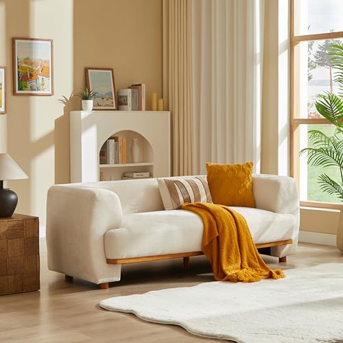 Image of Christopher Knight Home Flowin Chenille Upholstered 3 Seater Sofa Couch, Wooden Home Sofa Living Room, Comfy Cloud Couch for Bedroom, Home Office, Light Beige+Brown