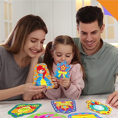 Image of 9 Pieces Kids Lacing Cards, Double-Sided Sewing Cards in 9 Princess Theme Cards with 9 Colorful Laces, Fantasy Development Toys for Kids, Educational and Learning Activity
