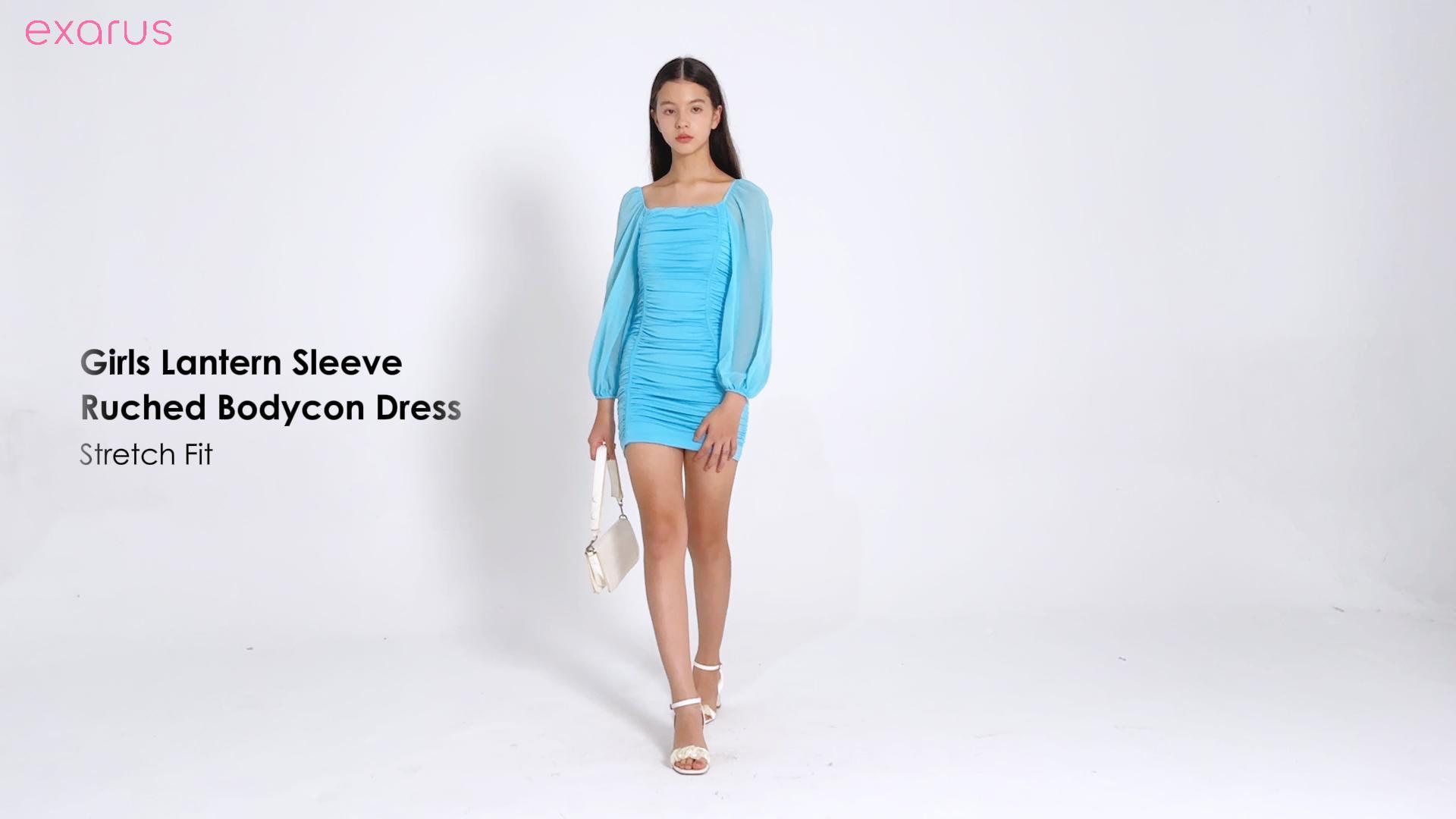 bodycon dresses for teens EXARUS Girls Ruched Long Sleeve Formal Dance Padded Kennedy Blue - Kennedy destination wear Product Description Size Options:Made to Order