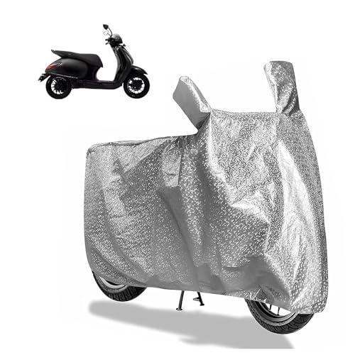 Image of Sulfar Bike Cover for Bajaj Chetak (3501 (High-end EV)) | Waterproof, Dustproof & UV Protected | All Weather Two Wheeler Cover (Silver) New 2026 Variants