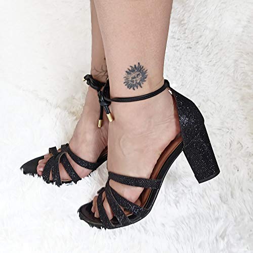 Sandalia Feminina Vizzano Salto Grosso Medio 6262476 TELA GLAMOUR