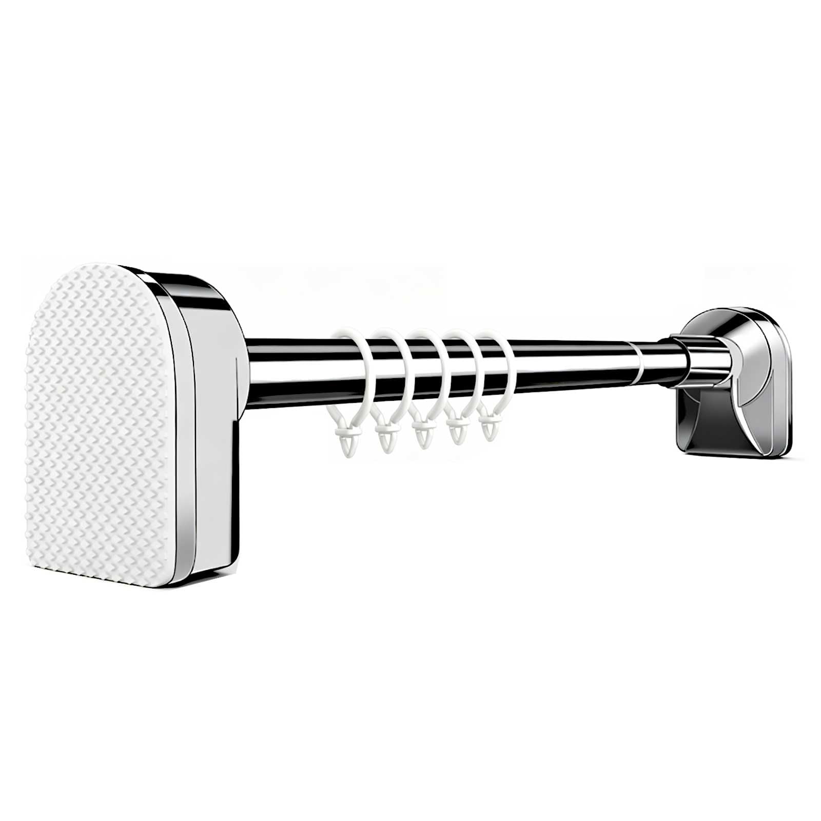 Shower Curtain Rod No Drilling, 20-205 in Stainless Steel Adjustable Tension Curtain Rod with Rings for Windows, Bathroom, Home(Silver,130-250cm/51-98in)