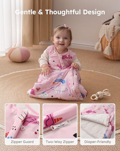 Image of Yoofoss Rayon Made from Bamboo Baby Sleep Sack 0-6 Months 1.0 Tog Baby Wearable Blanket, Super Soft Infant Toddler Sleeping Sack 2-Way Zipper