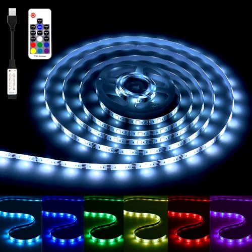 Dalugo LEDテープライト 防水 テープライト USB式 1m 30LED RGB 高輝度 ストリップらいと LED テレビバック間接照明 リモコン制御 メモリー機能 調光調色 両面テープ付き 切断可能 取付簡単 IP65防水 屋外 室内 リビングルーム 寝室装飾用 (1m 30LED)