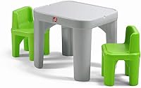 Vista 4 de Step2 Mighty My Size Kids Table & Chair Set, Playroom Activity Table for Arts & Crafts, Made of Durable Plastic, For Toddlers 2+ Years Old, Gray &
