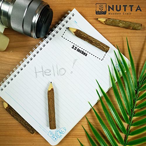 NUTTA - 12 Pencils Graphite Wooden Pencils Rustic Branch & Twig Wood Pencil Home Decoration or Gift Handmade Wooden Craft DIY Decorate Room Decor Party (3.5\" Inches)