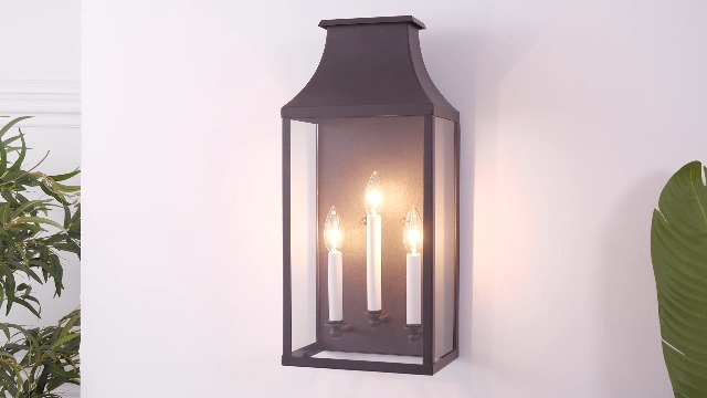 Image of 21 inch Large Classic Outdoor Wall Lantern Light For House Exterior,Handcrafted Old Rust Metal Cage Mounted Pocket Wall Sconce W /Clear Tempered Glass,Waterproof for Porch, Patio, Garage&Front Door E12