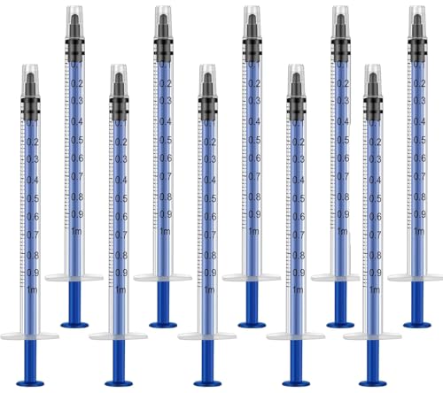 10 packs of 1ml plastic syringes Individually Sealed with Cap with measurement function suitable for scientific laboratories liquid measurement pet feeding oil or glue application