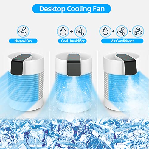 Towooz Portable Air Conditioners, Mini Air Conditioner With 3 Speed Wind Adjustment 4000 Mah Ultra Quiet Usb Rechargeable Personal Desktop Cooling Fan 3-In-1 Mini Air Cooler For Office (White) #TOP6