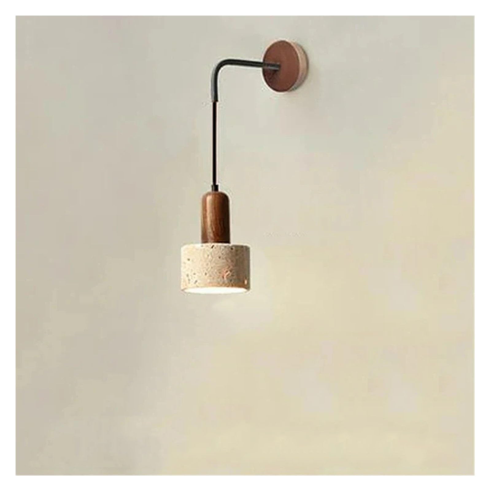 KUNYOS Yellow Travertine Wabi Sabi Black Stone Retro Wall Lamp E27 Bedside Home Decor Light for Bedroom Living Room Corridor(Yellow Stone_7W)