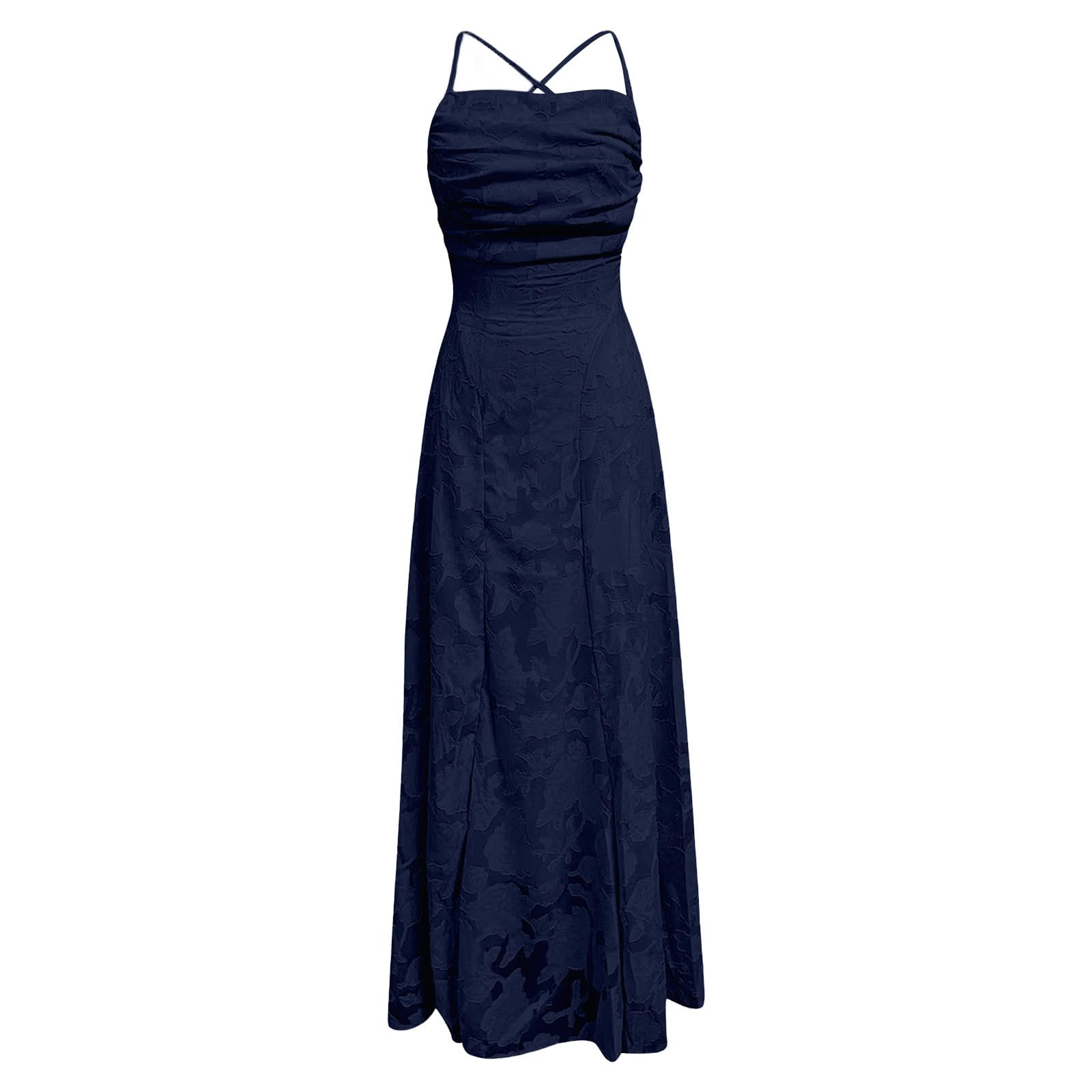 Abendkleid Damen Lang, Brautjungfernkleider mit Floralem Jacquard, Lange Kleider für Hochzeit, Elegantes Spaghettiträger Ballkleid, Langes Kleid für Hochzeitsgast, Abschlusskleid Abiball