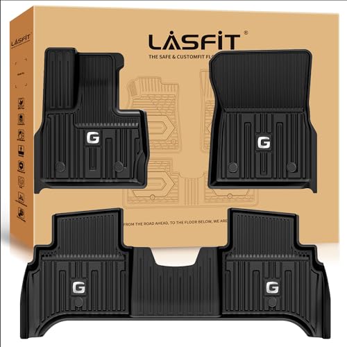 Image of LASFIT Floor Mats for Mercedes Benz G Class 2019-2026 550 /580 /63 AMG | All Weather TPE Non-Slip 1st & 2nd Row Car Mats, Black