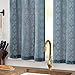 jinchan Boho Kitchen Curtains Linen Tier Curtains 36 Inch Bohemian Cafe Geometric Striped Mudcloth Small Window Drapes Light Filtering Farmhouse Country Rustic for Bathroom RV 2 Panels Blue