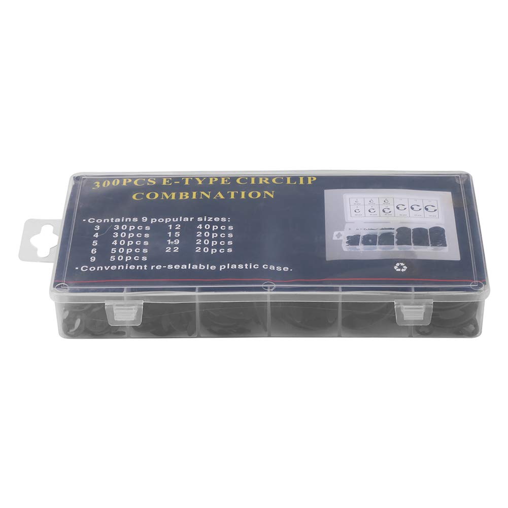 300PCS Circlip Assortment Set, External 304 Stainless Steel Retaining Kit, 9 Different Sizes for Replacement