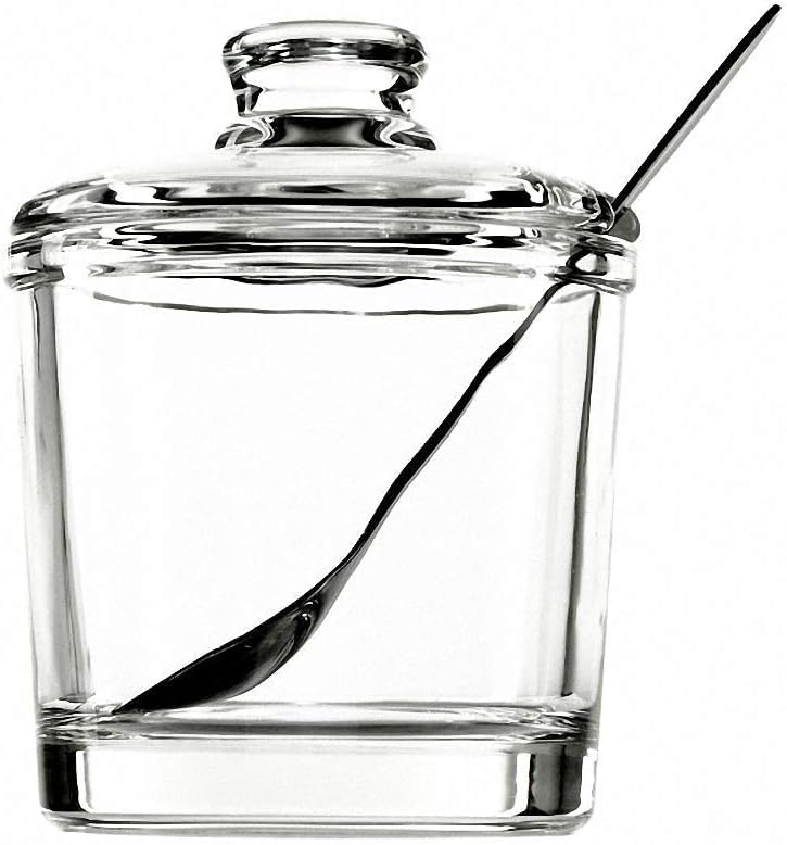 SJDHAHC Glass Sugar Bowl with Lid and Spoon | Airtight Classic Design for Sugar Salt Pepper & Spices | Essential Kitchen & Dining Table Storage Container