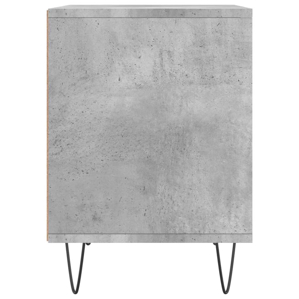 Mesita de noche gris hormigón 40 x 35 x 50 cm madera patas de metal