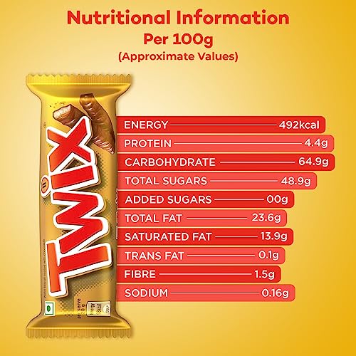 Image of Twix Caramel Cookie Chocolate Bar, Loaded with Soft Nougat, Chewy Caramel, & Crunchy Cookie, Premium Chocolate Pack for Sharing with Family & Friends, 50Gram, Pack of 25