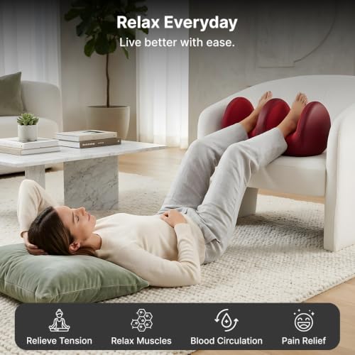 Image of pTron Revivo X1 Shiatsu Foot & Calf Massager with Heat, Relief for Tired Muscles & Plantar, Deep Tissue Massager, Improves Blood Circulation, Pain Relief (Maroon)