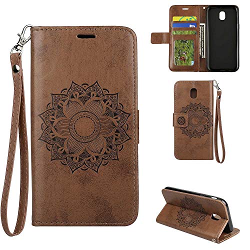 Preisvergleich Produktbild Galaxy J5 2017 Hülle, DENDICO Ledertasche im Ständer mit Kreditkartenhaltern und Magnetverschluss, Flip Case Tasche Wallet Case Schutzhülle für Samsung Galaxy J5 2017 - Braun