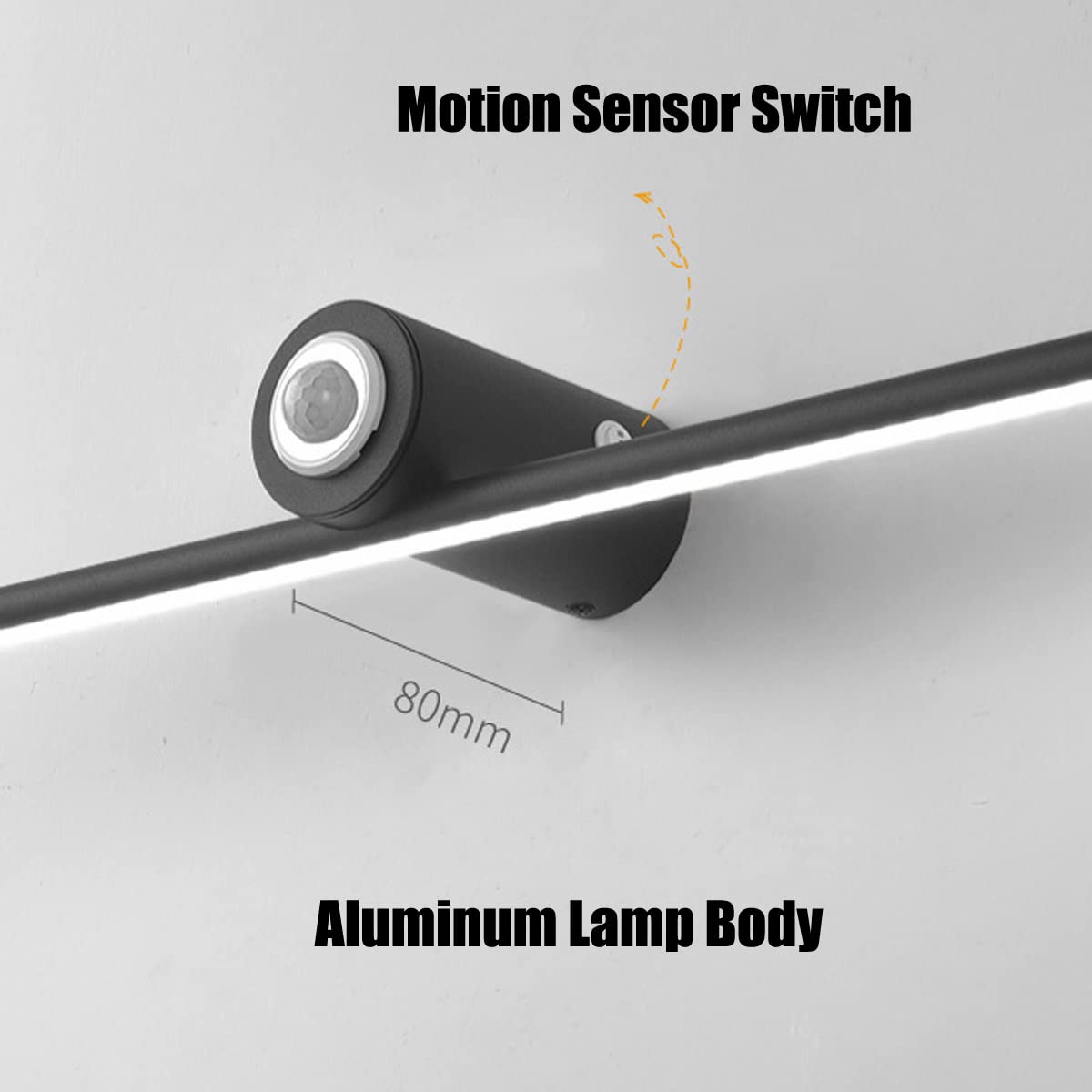 Moderne LED Wandleuchte 50cm mit Bewegungsmelder 10W 600lm Spiegelleuchte Badleuchte mit Schalter, weißes Licht 6000K, Bilderbeleuchtung und Wandleuchten