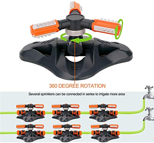 Image of HARI Automatic 360 Rotating Garden Sprinkler with 3 Adjustable Arms | Adjustable Water Sprinkler Coverage Up to 32 Feet | Durable Watering Tool for Lawn, Garden, Plants and Efficient Irrigation