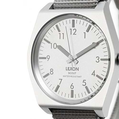Close-up of the Lexon Scout Watch dial, showing the crown on the right side of the case.