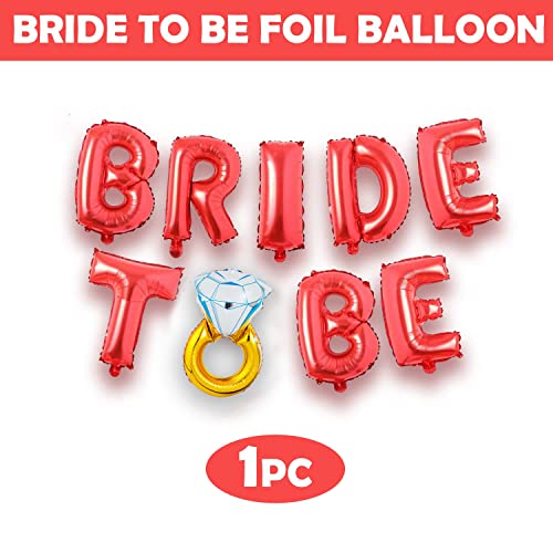 Image of Party Propz Bachelorette Party Decorations - Bride To Be Banner With Ring Foil Balloon | Bridal Shower Kit | Accessories, Red, 1 Piece
