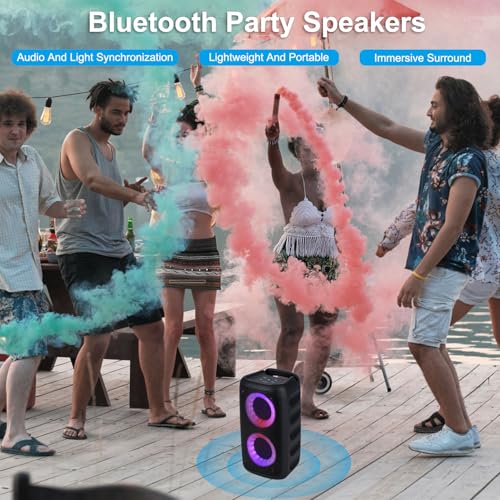 Portable Bluetooth Speaker,Karaoke Machine for Adults and Kids,with Lights Loud Big Bluetooth Speaker,Rechargeable Dj/PA Speaker System with TF Card,AUX in,REC,TWS for Outdoor Sport Home Party - Image 5