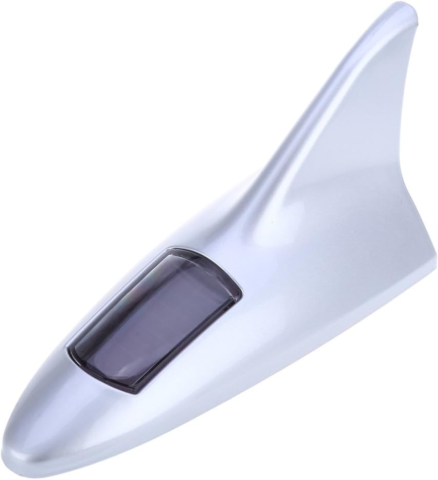 AUTOLOVER Shark Fin Shape Tail Lights,8 LEDs Solar,Waterproof,Anti Collision Warning Taillight for Car,Silver