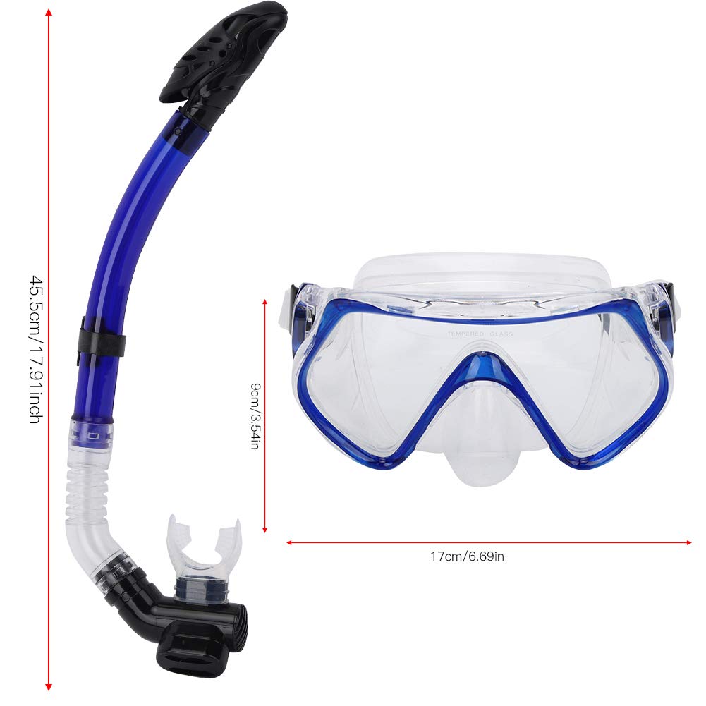 Máscara de Buceo con Marco Grande, Gafas de natación, Gafas antivaho para esnórquel, Tubo de respiración seco Impermeable para Nadar en o Negro