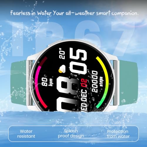 Image of PunnkFunnk Active 2 Smartwatch with 1.39 inch HD Round Display, Bluetooth Calling, Heart Rate & SPO₂ Monitor, 100+ Sports Modes, IP67, Long Battery Life for Men & Women (Light Green)