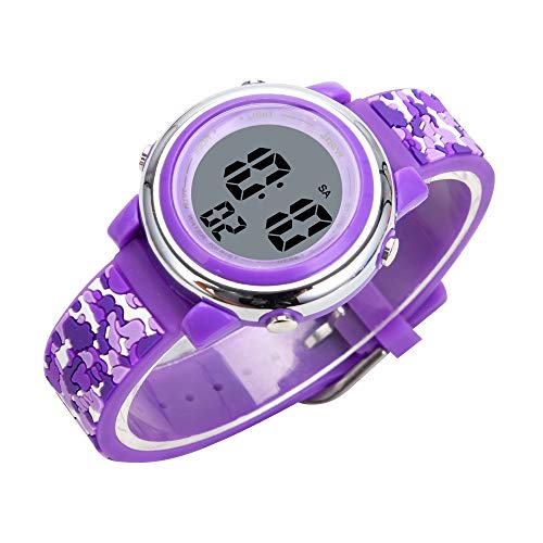 Camo Kids Watches 3D Cartoon Silicone Waterproof 7 LED Color Lights Toddler Digital Wrist Watch with Alarm Stopwatch for 3-10 Year Girls Little Child3
