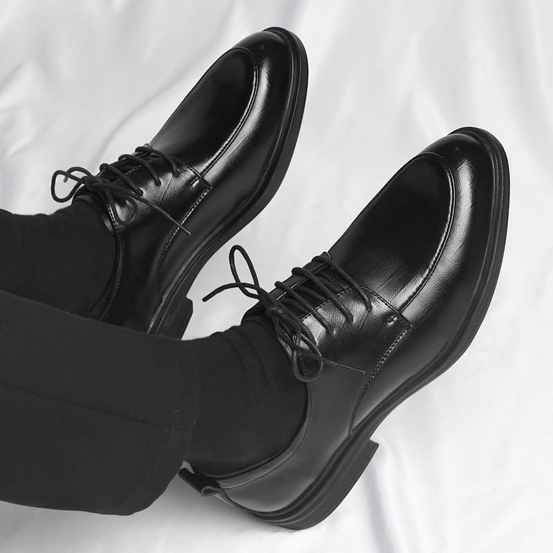 Men's Shiny Patent Leather Dress Shoes Business Office Wedding Formal Modern Oxfords Shoes Lace Up Platform Block Heel Business Oxford Shoes4
