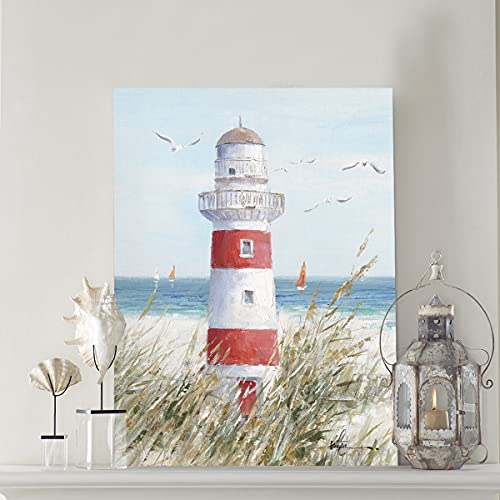 Beach Decor Lighthouse Wall Art: Seagull Decor Ocean Canvas Prints Sea Birds Paintings Sailboats Pictures Teal Seascape Decorations For Home Living Room Office Easy To Hang 12" X 16" Framed #TOP1