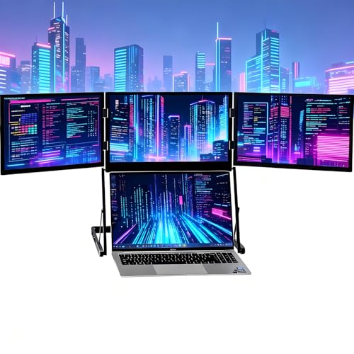 Image of 15.6 inch 1080P Tri-Fold Laptop Extended Monitor,for Win Mac Chrome Android Switch,One Cable Connection Laptop Screen Extender Monitor