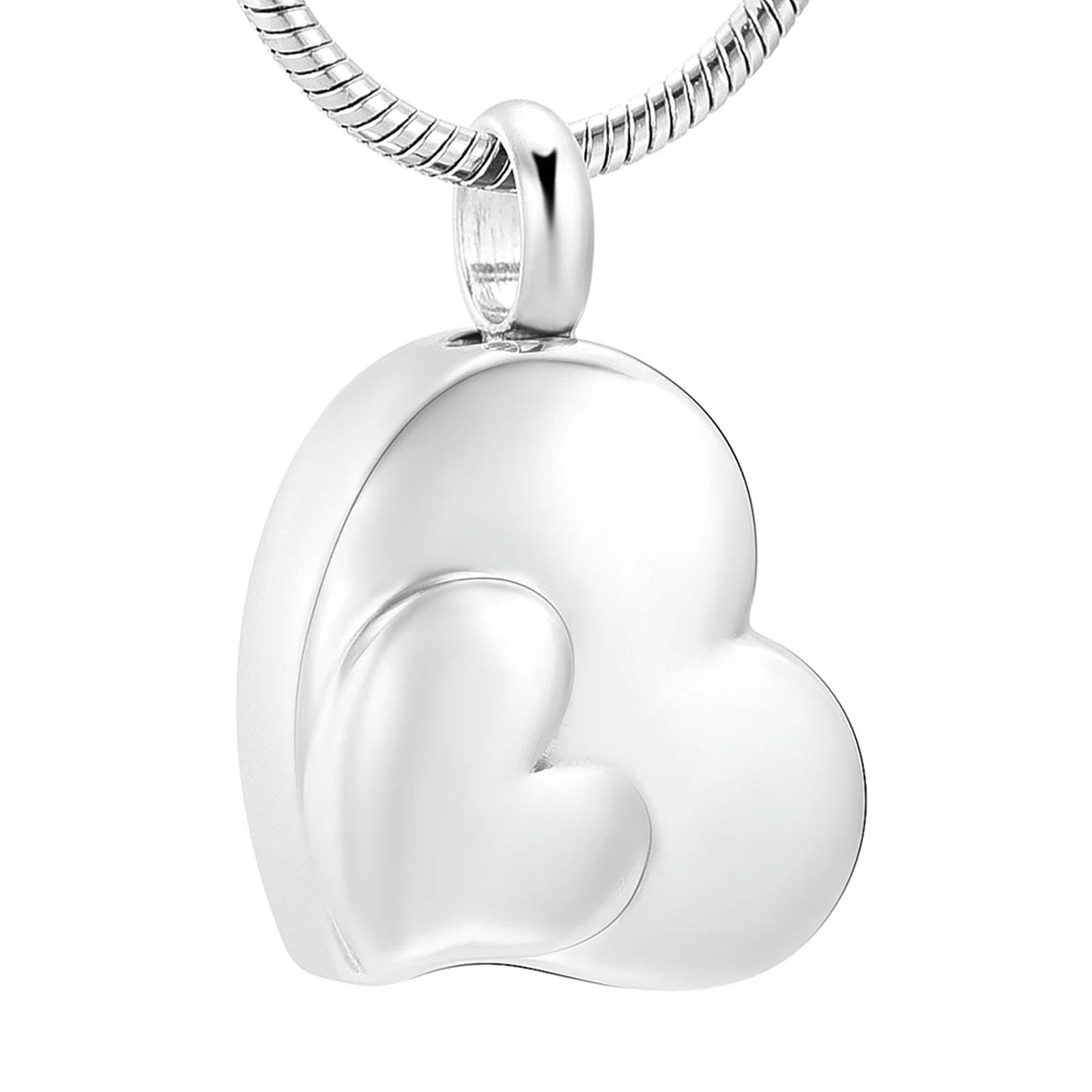 Pendentif urne commémorative double cœur pour garder un être cher tout près