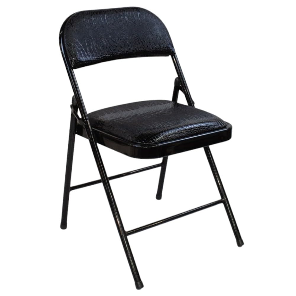 MOMENTPremium Snake Skin Folding Chair With Padded Seats Multi Functional Portable Chair For Home Dining Office Outdoor Fishing, Black
