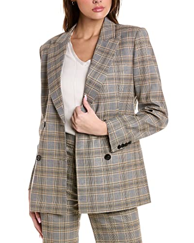 Bcbgmaxazria Women's Relaxed Double Breasted Blazer Long Sleeve Button Front Peak Lapel Jacket, Multi, X-Small #TOP21