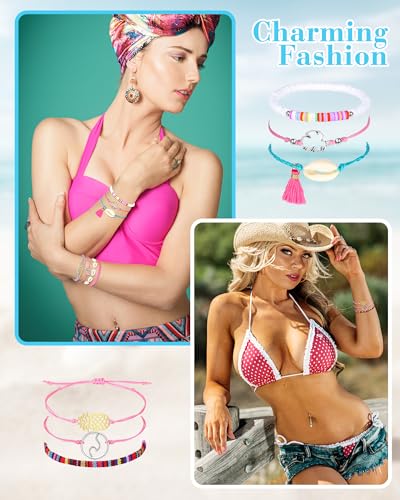 Image of Hicarer 21 Pc Friendship Bracelets Drawstring Anklets