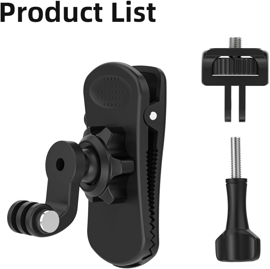 Insta360 X5 Backpack Clip Mount, 1/4" Quick Release 360° Adjustable Backpack Camera Clip Mount, 1/4" Bag Belt Holder Compatible with Insta360 X5/X4/X3/ One R/Go 2 and More Action Camera
