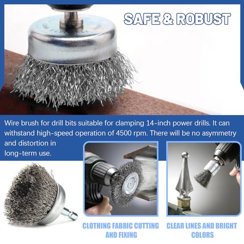 Image of Glarks 9Pcs Wire Scratch Brush Set, Including 5Pcs Wire Wheel Cup Brushes,3Pcs Mini Wire Brush and Stainless Steel Wire Brush for Cleaning Dirt, Rust and Paint Remover