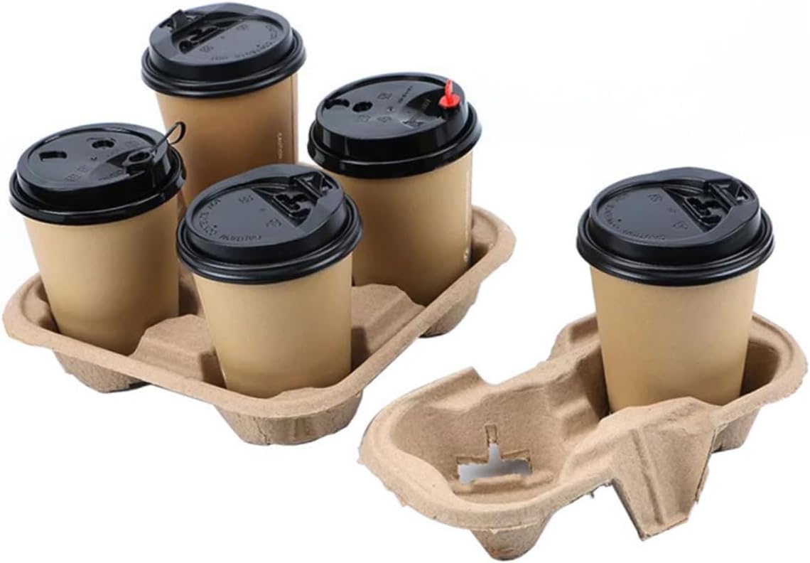 25pcs Convenient Cup Holder Paper Drink Carrier Tray for Milk Tea Coffee Takeout Beverage Packing for Safe Transport